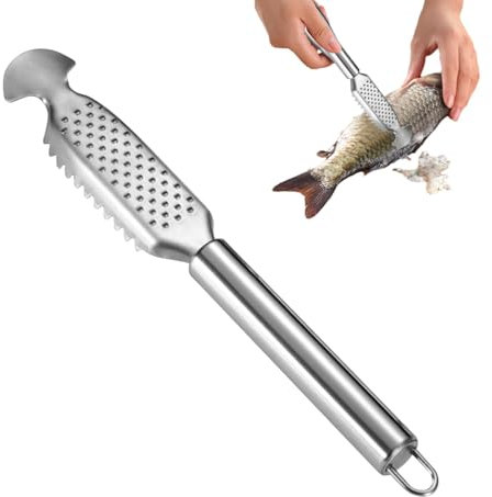 Zuasdvnk Strumento squamatore per pesci, squamatore per pesci - Raschietto per pelle di pesce in acciaio inossidabile con grattugia per | Strumento per la pulizia del pesce per chef e cuochi