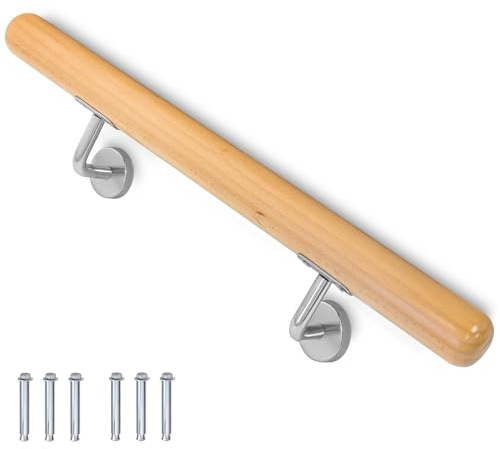 Buche Holz Handlauf Treppengeländer Geländer für Treppe Treppe Wandhandlauf Wand Treppe seitliche Montage Auswahl Länge 50 cm