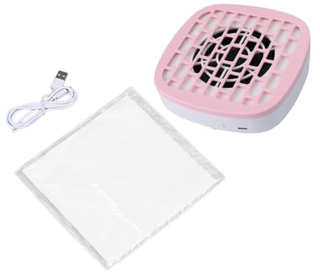 KiBcsLic Nail Dust Collector with Papers,Vacuum Fan Dust Collector Manicure Pedicure Tool for Nail Salon, Pink