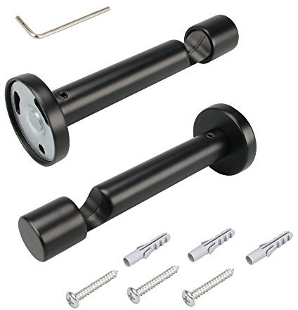 Liedeco Träger für Gardinenstangen 9 cm einläufig, Landhaus, ø 16 mm, 1 Stk schwarz