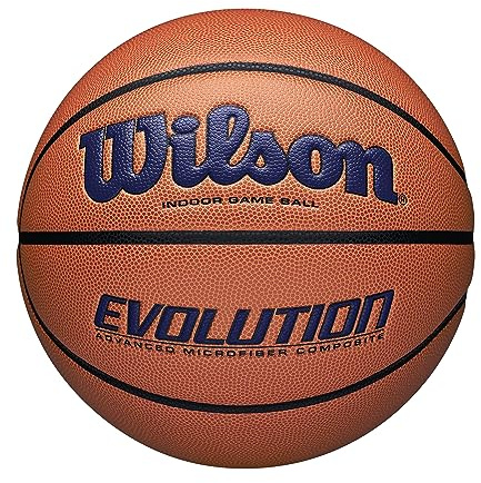 Wilson Pallone da Basket Evolution, Precisione Senza Pari e Trazione Eccezionale, Tocco Morbido, Approvato da NFHS, Colore: Arancione/Blu Navy, Taglia: 7