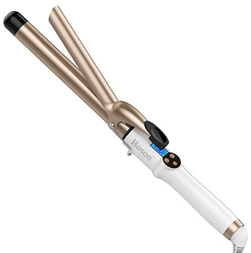Hoson 25mm Curling Tongs, Long Barrel Curling Iron for Long Hair, Professional Ceramic Tourmaline Curling Wand, LCD Display with 9 Heat Setting(110℃ to 210℃ for All Hair Types, Glove Include)