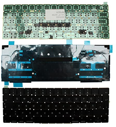 Keyboards4Laptops Deutsch Hinterleuchtet Schwarz kompatible Ersatz Tastatur kompatibel mit Apple MacBook Pro 13 Inch Touch Mid 2017
