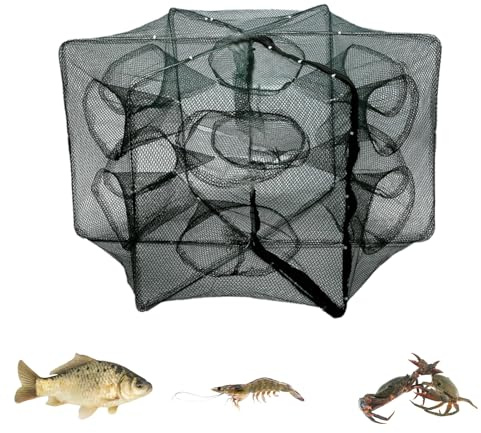 Filet de Pêche, Piège à Pêche Pliable 12 Trous Piège à écrevisses Appâts pour Attraper de Petits Poissons-appâts
