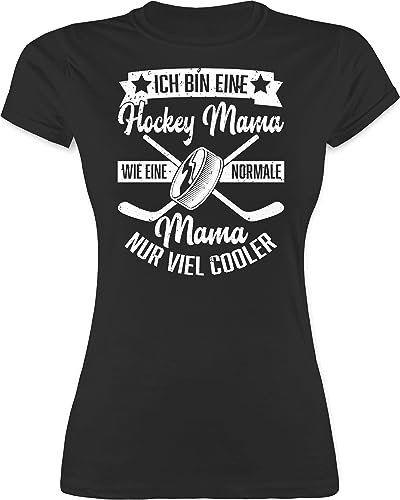 Shirt Damen - Ich Bin eine Hockey Mama - wie eine Normale Mama nur viel Cooler - weiß - XXL - Schwarz - muttertagsgeschenke Mum Tshirt muttertagsgeschenk mütter t-Shirt motherday Gift Muttertag
