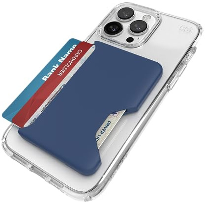 Speck iPhone Wallet MagSafe Accessory - Removable ClickLock No-Slip Interlock - Holds 1-3 Cards - Soft Touch Finish, Scratch Resistant Card Holder Built for MagSafe - Coastal Blue/Space Blue