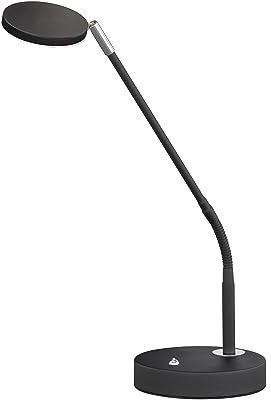 FHL easy! | Tischleuchte, Luna | 1x LED 6 Watt inkl. - 2700/6500 Kelvin - 720 Lumen | mit Taster stufenlos dimmbar | CCT stufenlos einstellbar (sandschwarz/chromfarben)