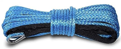 Cuerda de cabrestante sintética, Cable de cabrestante de remolque de 15m y 6mm, fibra sintética de cuerda de 5500lbs/7000lbs/7700lbs for ATV UTV SUV 4X4 4WD(6mm 15M blue)
