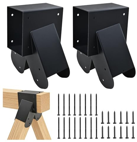 2 Pcs A-Frame Brackets Swing Set Bracket with Mounting Hardware, DIY Heavy Duty Carbon Steel Swing Set for 4x4 Legs(Inner Size 4x4) & 4x6 Beam for Outdoors, Garden, Lawn