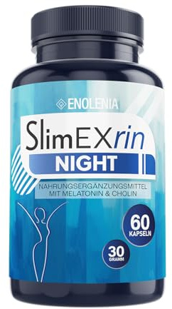 SlimEXrin® NIGHT BURN - Kapseln mit 0,5 mg Melatonin & Cholin - Abnehmen & Stoffwechsel Rezeptur mit Glucomannan - Extrem, schnell & endlich - verbesserte Nachtformel - für Frauen + Männer