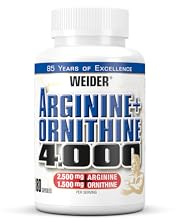 Weider - Arginine + Ornithine 4000 - Synergetischer Aminosäuren Komplex für maximale Leistung - Mit L-Ornithin und L-Arginin - Pre-Workout Trainingsbooster -180 Kapseln