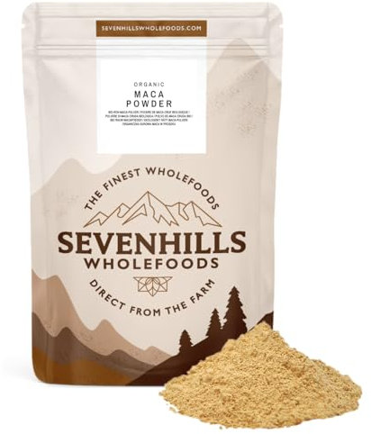 Sevenhills Wholefoods Polvo de Maca Orgánica 1kg de Perú | Raíz de Maca Pura | Vegano, sin gluten, sin OGM, Kosher