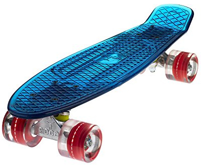 Ridge Skateboards Complete Blaze 22 Mini Cruiser Skateboard w LED wheels and transparent deck