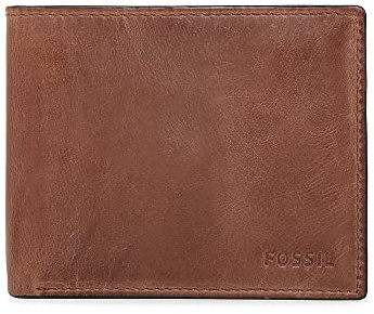 Fossil Derrick RFID-Blocking Herren Geldbörse aus Leder, Braunes Münzfach, Einheitsgröße
