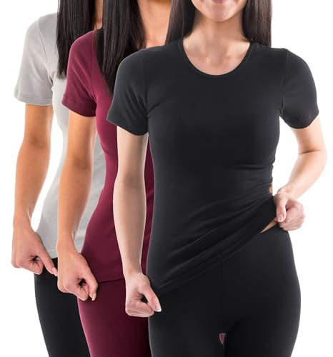 HERMKO 1800 3er Pack Damen Kurzarm Unterhemd aus 100% Bio-Baumwolle,Größe:40/42 (M);Farbe:Mix s/b/g