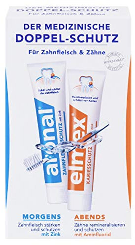 aronal und elmex Mini Doppel-Schutz Zahnpasta, 6er Pack (6 x 24 ml)