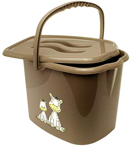 Eimer/Putzeimer/Mülleimer - mit Deckel + Tragegriff - braun - Dunkelbraun Tiere - Zebra Bieco - geruchsdicht - Windeleimer Geruch - geruchsfrei - Wick..