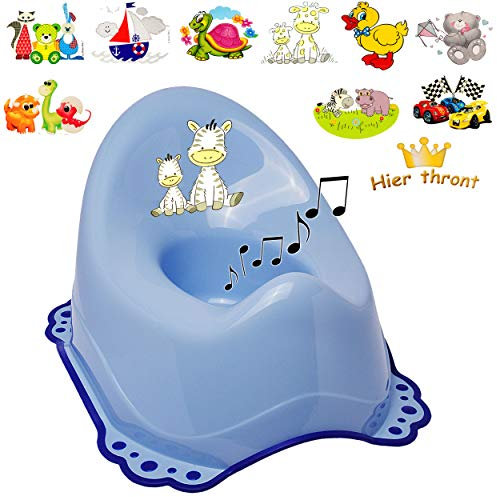 alles-meine.de GmbH Musik & Sound - Anti RUTSCH - Töpfchen/Nachttopf/Babytopf - blau Motiv-Mix - Jungen Bieco - Melody - mit großer Lehne + Spritzschutz - rutschfest Anti..