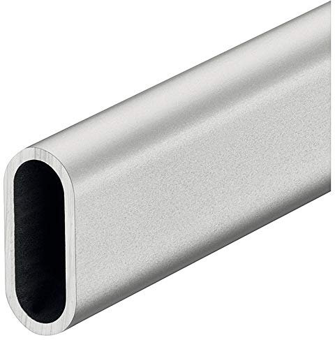 Gedotec Barra ovalada para armario, barra para armario | Barra para armario | Barra de aluminio plateado mate | Tubo de armario de 2000 mm | Barra para ropa de 30 x 14 mm | 1 pieza