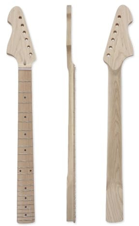yinfente Umgekehrter Kopf Gitarrenhals 22 Bünde, 64,8 cm Mensur, Kanada-Ahornholz, Punkteeinlage, großer Kopf, kurze Mensur, Gitarre zum Selbermachen