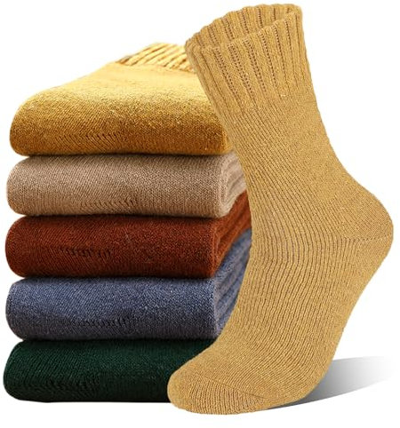 VoJoPi Calze Termiche Donna, 5 paia Calze Donna Invernali, Caldi Spessore Pianura Calzini Lana Donna, Taglia Unica 35-42