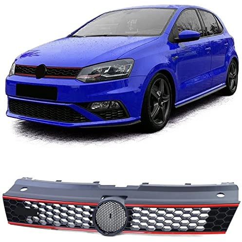 Tenzo-R Griglia radiatore nero opaco rosso effetto sportivo per VW Polo 5 6R 6C 09-17 anche GTI, 40040