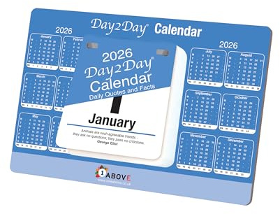 2026 Day to Day Desktop Calendar | Blue & White Stand-Up Tear-Off Block Planner | Daily Organiser for Home, Office, School & Business Use