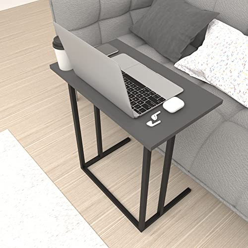 [en.casa] Tavolino Laterale (AxLxP) 65,5 x 60 x 35,5 cm Tavolino Basso con Piano di Appoggio per Notebook PC Portatile Consolle da Divano - Antracite