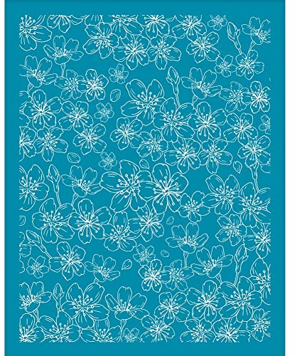 OLYCRAFT Stencil per argilla polimerica con fiori di ciliegio, 10 x 12,7 cm, per serigrafia con fiori di argilla polimerica e stencil per trasferimento a rete per creazione di gioielli in argilla