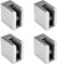 PRIOstahl Glashalter 4 Stück Glasklemmen Klemmhalter Glasplattenhalter mit Sicherungsplatte + Sicherungsstift 45 x 45 x 26 mm Anschluss: Flach für Glas 8 mm aus Edelstahl V2A