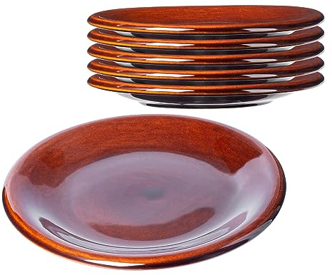 KADAX Piatti piani in argilla con strato di ceramica, piatti piani lavabili in lavastoviglie, piatti piani piatti, piatti da portata per colazione, torte, dessert (piccoli, 6 pezzi)