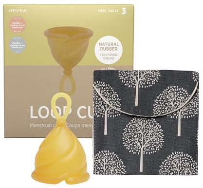 HEVEA Coupe Menstruelle Réutilisable en Caoutchouc Naturel - Confortable, Sûre, et Zéro Déchet - Une Protection Jusqu'à 12 Heures (Naturelle, Taille 3)