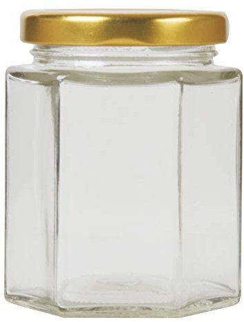 Artist Hand 24 Pack 196ml/7oz Jam Jars with Lids Hexagonal Glass Jam Jars Honey Jars Pickles Chutneys Storage with Screw Gold Lids