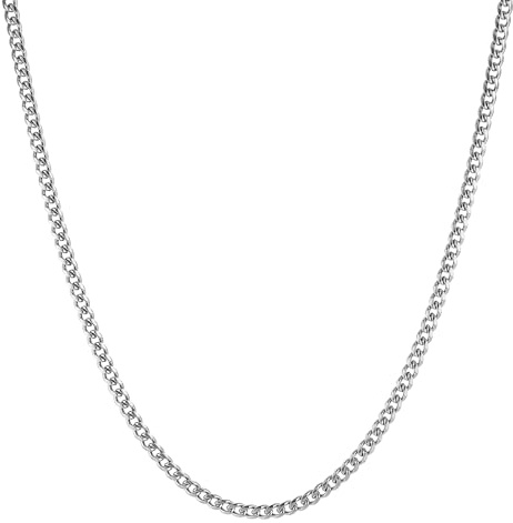 HZMAN 5mm Cuban Chain for Men Stainless Steel Men's Silver Chain Diamond Cut Hip Hop Link Chains Necklace 16-30 Inch (16in)
