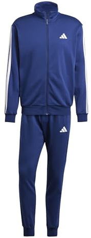 adidas Uomo SPORTSWEAR BASIC 3 STRIPES FLEECE TRACKSUIT, Dark Blue, XL