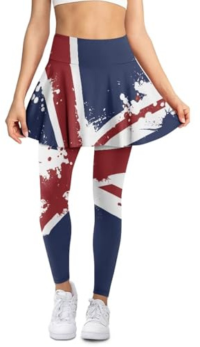 Poceacles Leggings à jupe pour femme - Jupe de yoga taille haute avec leggings pour yoga, course à pied, golf, Imprimé Union Jack Splash, M