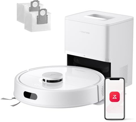roborock Q7 L5+ Set Saugroboter mit Automatischer Staubentleerung, Dual Anti-Tangle System, 8.000 Pa Saugkraft, Elektronischer Wassertank, LiDAR-Navigation, Ideal für Teppiche und Tierhaar(Weiß)