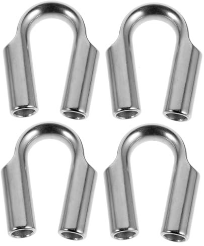 iplusmile 4 Piezas Collarín tubular de acero inoxidable cabrestante tres Terminal de cable Terminación de cables dedales de cuerda de alambre de acero inoxidable collar de cuerda de cable