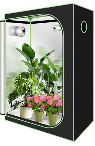 Eikuavons Grow Tent odlingstält 120 x 60 x 180 cm, ljustätt och vattentätt växtskåp med observationsfönster, luftigt växthus, growroom för hemmagrowing, inomhus odling