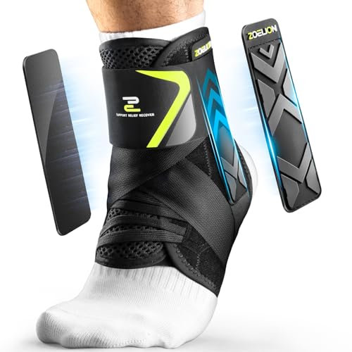 ZOELION Schnellschnür Knöchelbandage mit Auto-geformte Stabilisierungspolstern, Schlanke Passform Knöchelstütze für Herren Damen, Sprunggelenkbandage bei Verstauchungen, Verletzungserholung, Sport, M