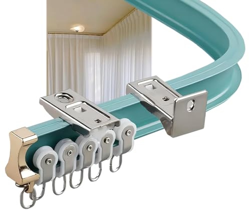 Barra de cortina de aluminio para cortinas curvas, rieles de cortina flexibles y suaves con montaje en pared/techo, riel de cortina fuerte y silencioso con accesorios