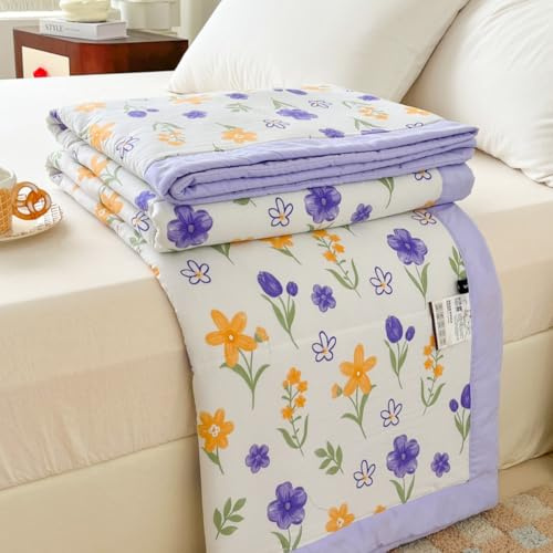 DOTBUY-SHOP Colcha Boutí Patrón Primavera, 2025 Cubrecama Suave Ligero y Transpirable, Cubre Cama Multiusos para Primavera y Verano, Colchas para Cama 90/120/150/160 (Lila,200x230cm)