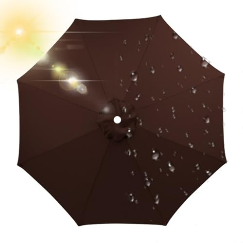 Genérico Patio Toldo de Recambio de Sombrilla impermeable, 8/6 brazos Cubierta de Repuesto para Parasol, Tela de Repuesto para sombrilla de mesa de patio y mercado, solo toldo(Café,300cm-6Brazos)