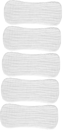 WEKADRIN Reusable Cotton Diaper Inserts for Newborns 0-3 Months Stretchable Breathable Washable Baby Diaper Liners White Small 35x15cm 5pcs Set