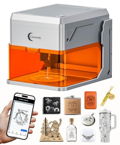 Carverall A1 Pro 12W Class 1 Mini Laser Engraver with Built-in Camera, Portable Desktop Laser Engraver & Cutter for Wood, Leather, Painted Metal & Glass, Home DIY and Small Business, 12000mW