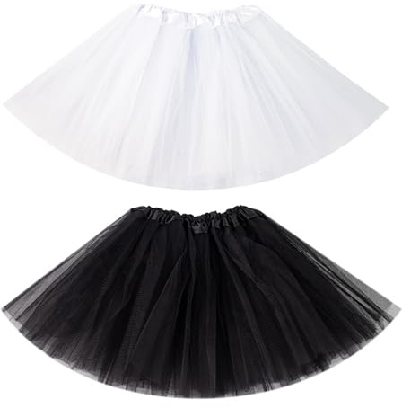 EUYKQNOI 2 Pezzi Gonne Tulle Nero,Gonne in Tulle Elastico Gonna Tulle, Gonnes di Tull Donna Bambina,Gonne tutù,Gonnes Halloween,Tutu Ballerina per Carnevale, Halloween Feste,Spettacolo Danza