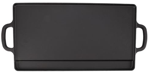 SIXRUN Plaque de Cuisson en Fer Double Face, Plaque de Gril Réversible à Chauffage Uniforme pour Cuisinière à Gaz, Cuisine de Camping, Cuisinière Induction en Plein Air (L)