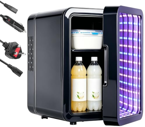 Keleef 4L Mini Fridge Portable Small Fridge Cooler & Warmer, 3°C-75°C, Drinks Fridge with RGB Lights, AC/DC Power, Beer & Drinks Fridge, Mini Freezer for Bedrooms Car Office Skincare Travel Camping