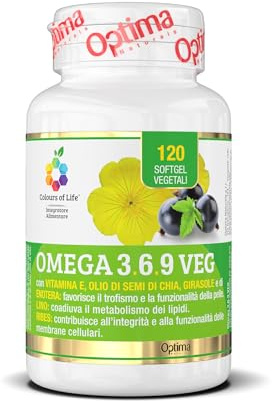Omega 3,6,9 VEG - Suplemento de Omega 3, 6 y 9 - con semillas de chía, onagra, girasol y aceite de grosella negra - sin gluten y vegano, 120 cápsulas blandas vegetales