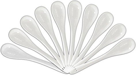 AWHOME White Porcelain Spoons Coffee, Tea, Yogurt and Ice-cream, Cutlery Fitting Ceramic Spoons 5 Inch Set of 10